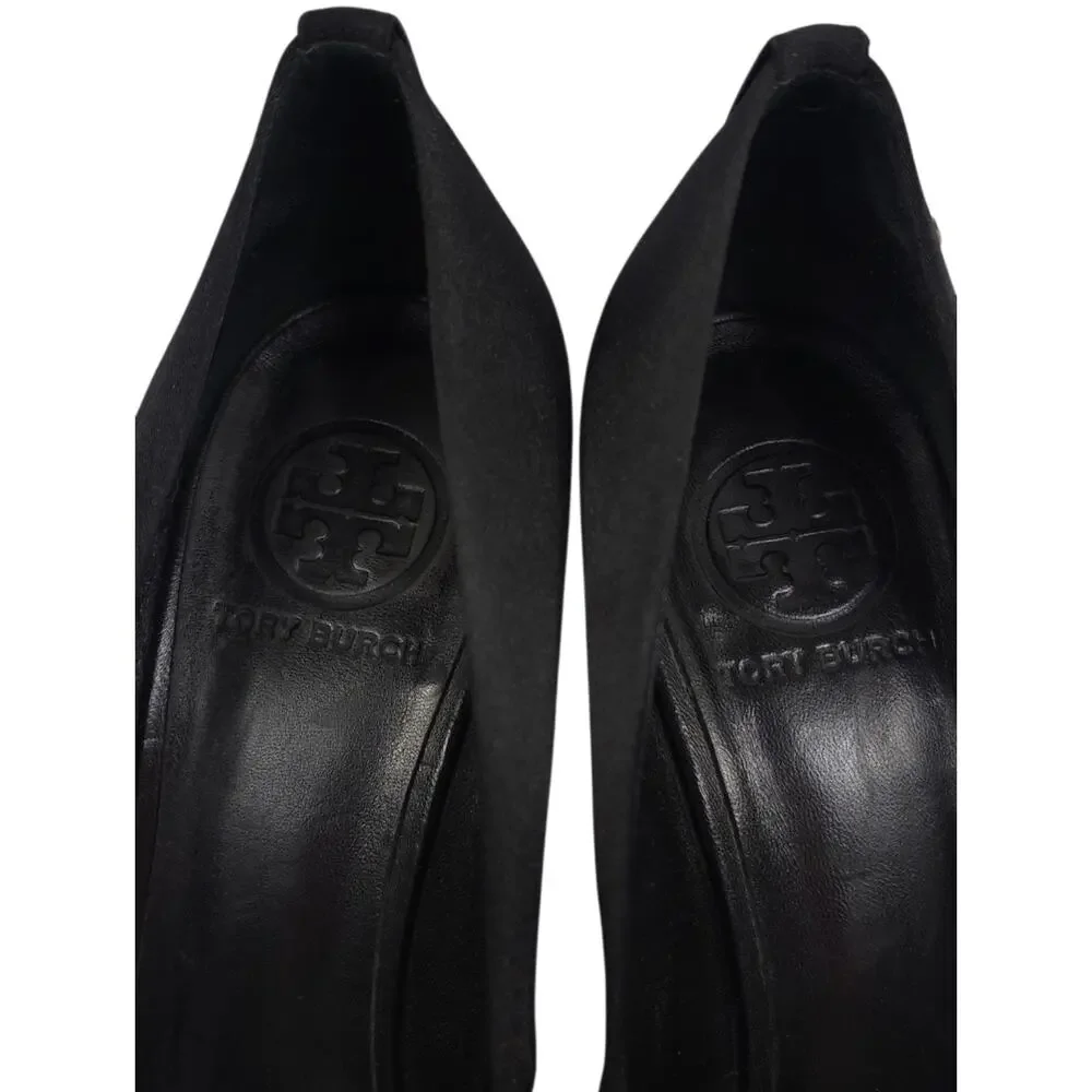 Tory Burch Satin Heels Black Pointed Toe Pumps